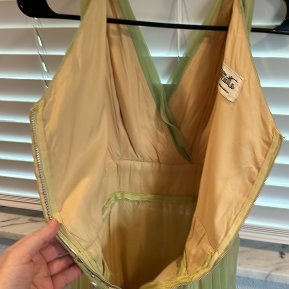 Vintage Miss Elliette California green chiffon dress with beading - Picture 4 of 9